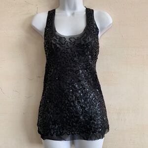 Max Studio sheer sequined racer back top